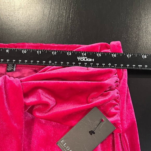 NWT Eloquii Velvet Pink Gathered Waist Front Slit Barbiecore Maxi Skirt size 14 - Picture 10 of 13